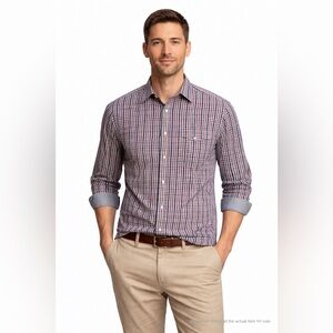 Tommy Bahama M Blue Gingham Button-Up Shirt Cotton Casual